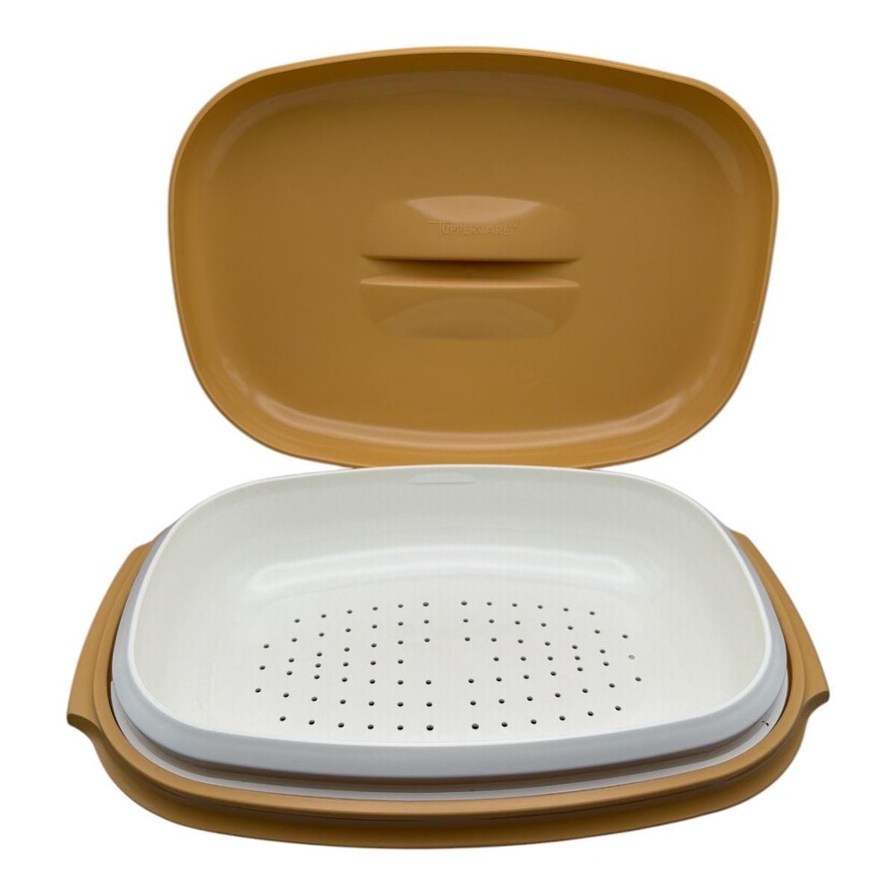 Vintage Tupperware Microwave Steamer Harvest Gold Yellow 1273-2 1274-3 1275-2